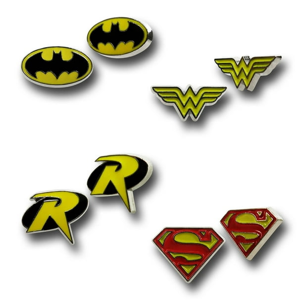 The Flash Logo Dc Comics 4 Pair of Stud Earrings Ear Rings Set The Flash Logo Dc Comics 4 Pair of Stud Earrings Ear Rings Set